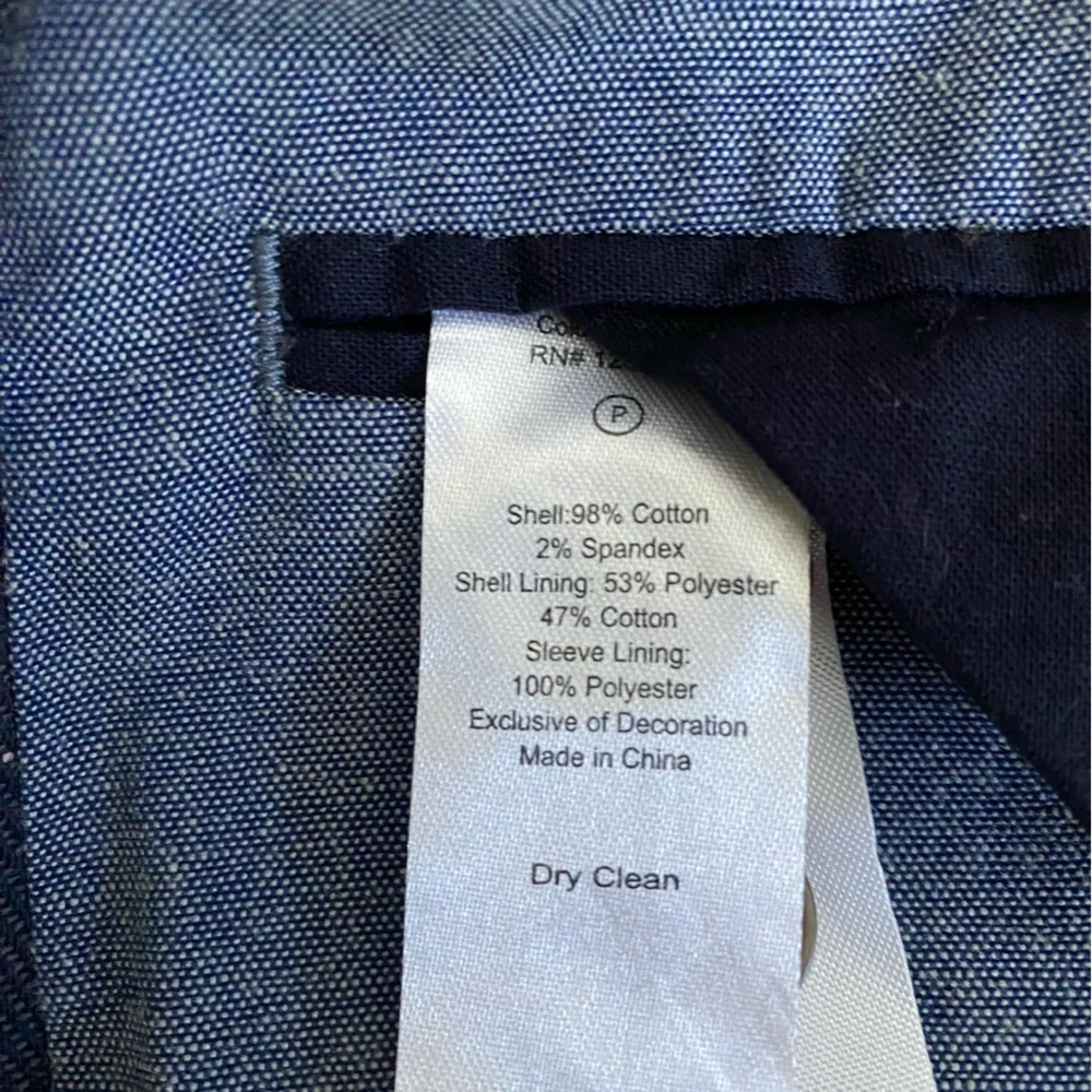 Jachs, Navy Blue Cotton Plaid Two Button Sports Coat